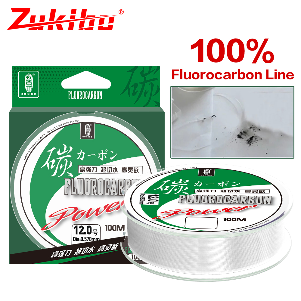 Fluorocarbon Line - ZUKIBO 100% 탄화플루오르 낚싯줄, 초강력 모노필라멘트