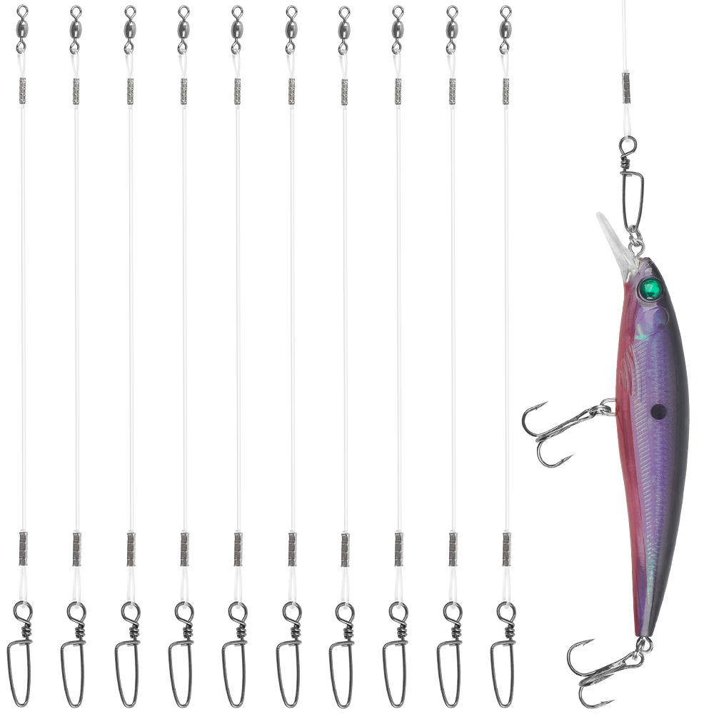 Fluorocarbon Line - 10Pcs Fluorocaron 낚시 리더 20LB-50LB 회전